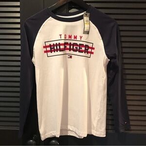 Tommy Hilfiger Long Sleeve Raglan Baseball Shirt, Size Medium (12/14), NWT